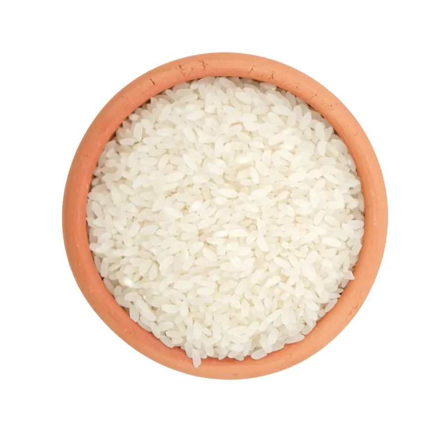 Rice in a terracotta bowl